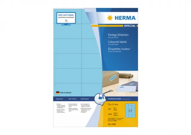 Etikete 70X37 A4/24 1/100 plava Herma 
