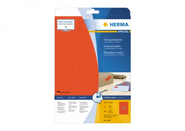 Etikete 70X37 A4/24 1/20 crvena Herma 