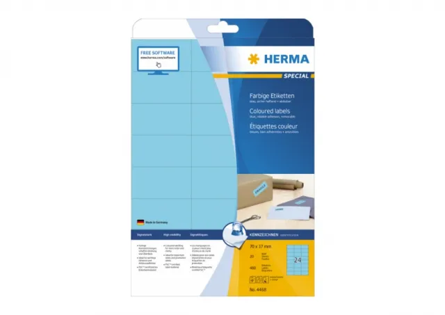 Etikete 70X37 A4/24 1/20 plava Herma 