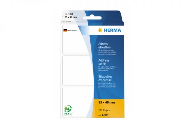 Etikete 95X48, zaobljene ivice rolna/ 1/rolna bela Herma 