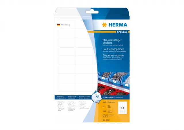 Etikete nepoderive 48,3x25,4 A4/44 1/25 bela Herma 