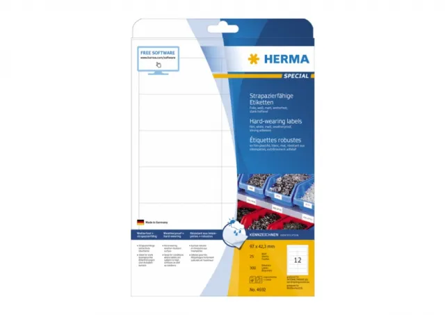 Etikete nepoderive 97X42,3 A4/12 1/25 bela Herma 