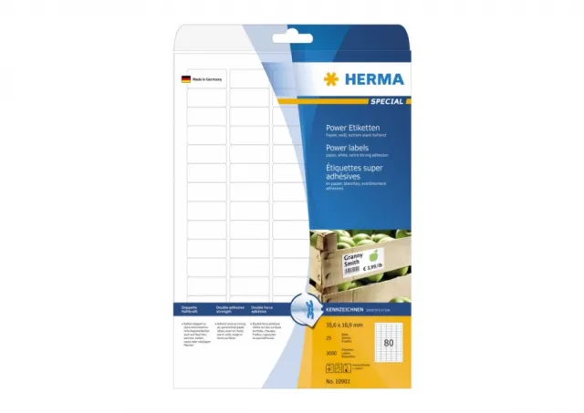 Etikete "Power",  35,6x16,9 A4 1/25 Herma  02H10901