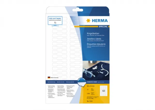Etikete prsten 10x49 A4/60 1/1500 bela Herma  02H5116