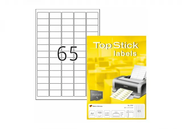 Etikete TOPSTICK 38,1x21,2  A4/65 1/100 zaobljene ivice Herma  02H8781
