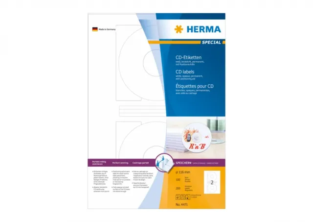 Etikete za CD 116 A4/2 1/100 bela Herma 