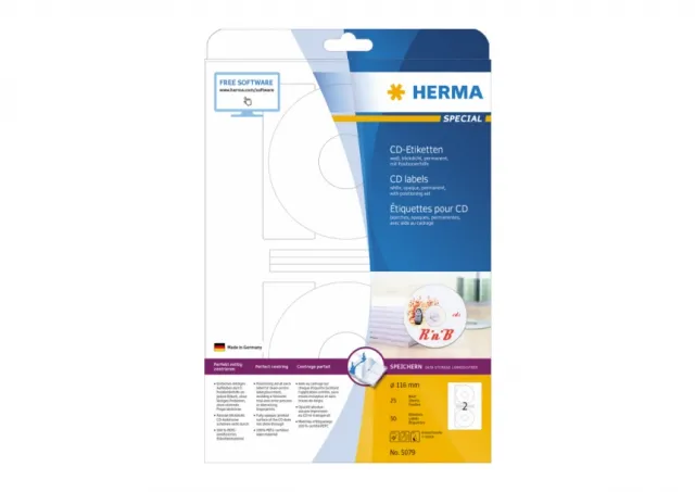 Etikete za CD 116 A4/2 1/25 bela Herma 