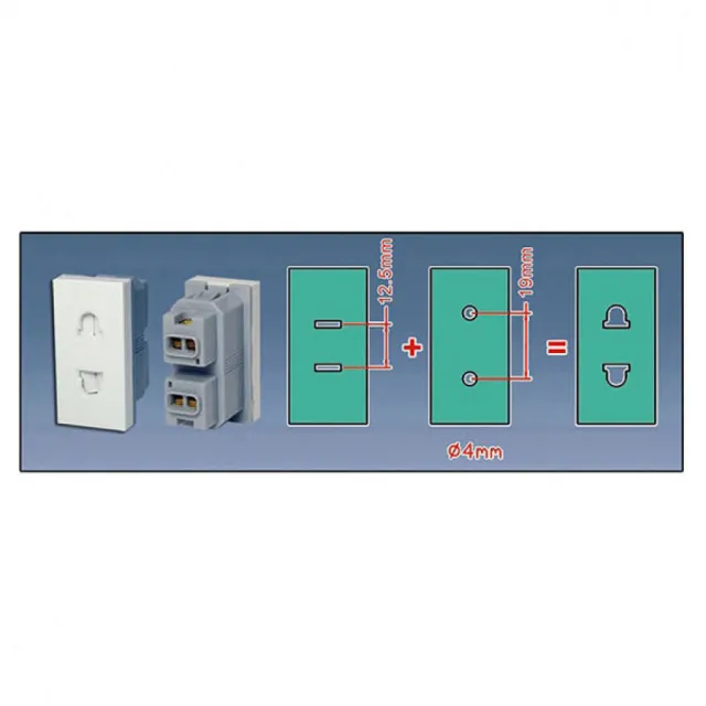 Euro 220V strujna utičnica (16A) sa zatvorenim kontaktima - modul dim. 22.5x45mm (1M) bele boje NP0345EU