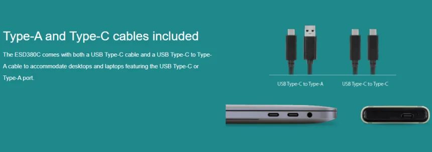 SSD | External SSD 1TB, ESD380C, 3D NAND, USB 3.2 Gen 2x2, Type C ...