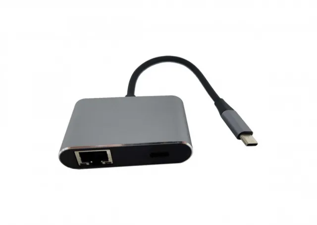 FAST ASIA Adapter-konvertor TIP C na 2xUSB 3.0+TIP C+RJ45 