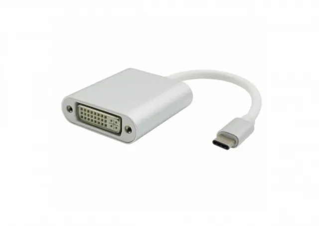 FAST ASIA Adapter - konvertor USB 3.1 tip C (M) - DVI (F) srebrni 