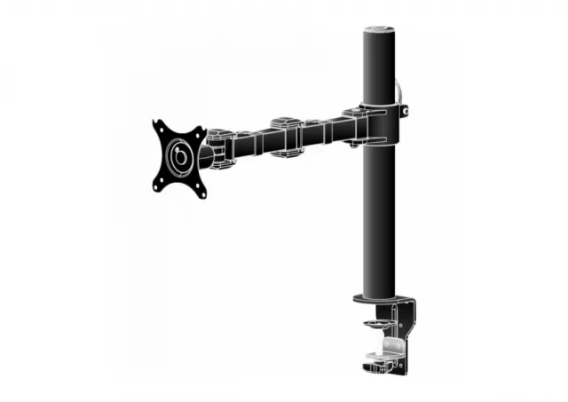 Flexible desk mount for single monitor. Desk mount with clamp or grommet. Monitor size 10~30", VESA 75x75 or 100x100mm, <=10kg.