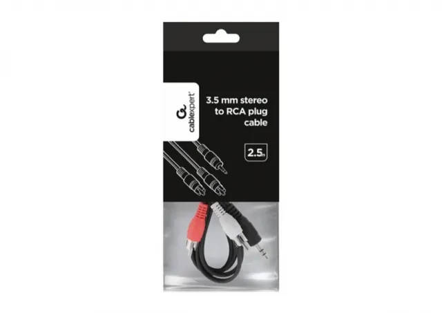 Gembird CCA-458-2.5M 3.5 mm stereo to RCA plug cable, 2.5 m