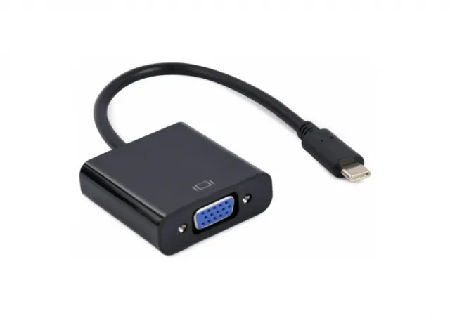 Gembird VIDEO Adapter USB-C to VGA HD15, M/F, Cable 15cm, Black, Blister