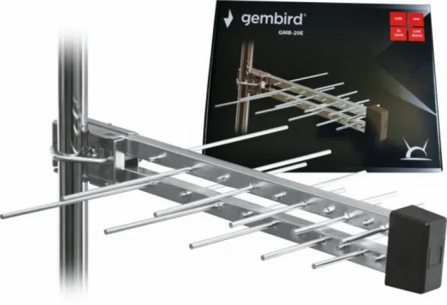 GMB-20E sa kutijom **Gembird Antena Loga UHF sa RF-Konektorom, 20elemenata, duzina 39cm, 6dB alu 568 38937