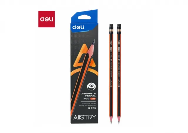 GRAFITNE OLOVKE DELI FLUO ORANŽ - CRNE 2B sa gumicom 1/12 E37013