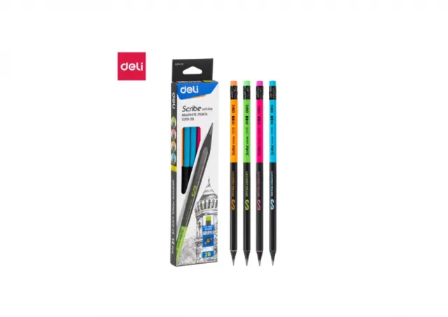GRAFITNE OLOVKE DELI SCRIBE 2B CRNE SA OJAČANIM JEZGROM 1/12 EC019-2B