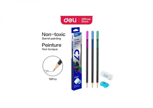 GRAFITNE OLOVKE DELI TROUGAONE 1/10 METALIK + GUMICA I REZAČ GRATIS  EC7-HB