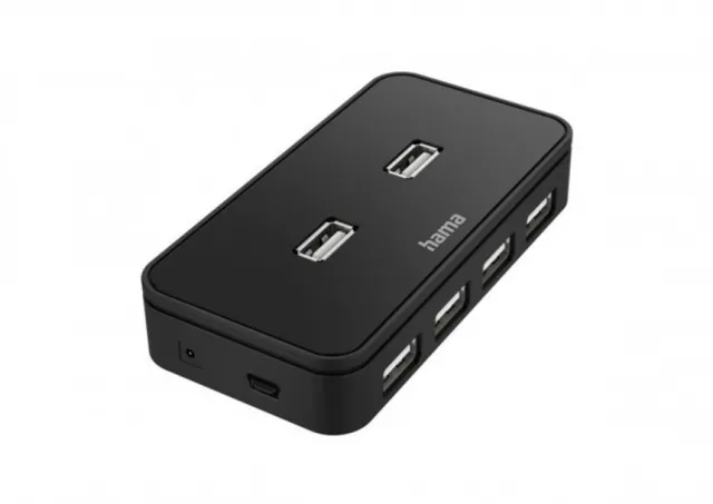 HAMA USB 2.0 razdelnik 1:7, sa napajanjem, crni