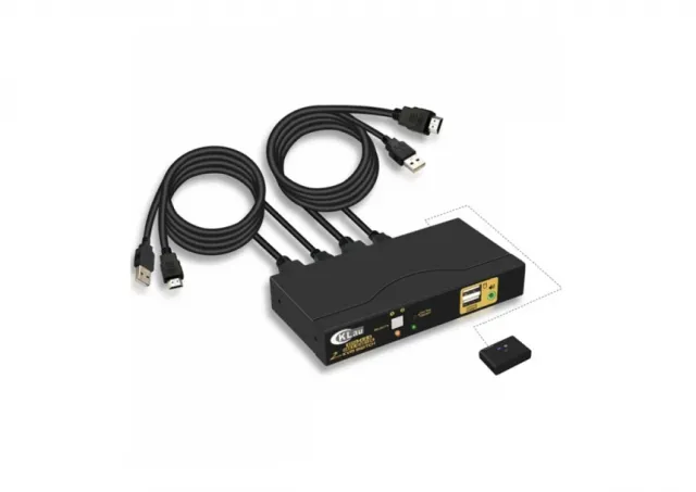 HDMI KVM USB svič CKL-62HUA-1A 2 ports HDMI 1.4a Compliant up to 4096×2160@ 60Hz DCI 4K (4K x 2K), audio, USB 2.0 hub, svič mode: wire remote / push button / hotkey / mouse, sa 2 KVM kabla 1.5m