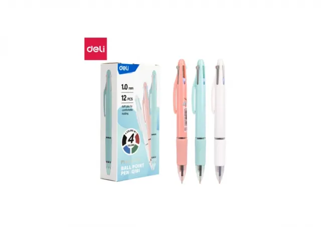 HEM. OLOVKA DELI PASTELNA 4u1 plavi, crni, crveni i zeleni ispis 0.7mm EQ181