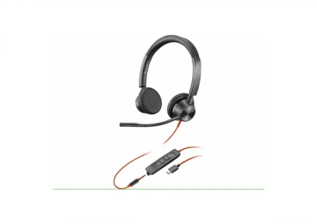 HP Poly Blackwire 3325 Stereo USB-C Headset +3.5mm Plug +USB-C/A Adapter, Black, 2yw