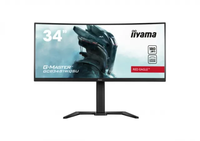 IIYAMA Monitor GCB3481WQSU-B1 Gaming 34" VA Curved 3440 x 1440 @180Hz  21:9 420 cd/m² 4000:1 0.4ms 2xHDMI USB Hub height, tilt