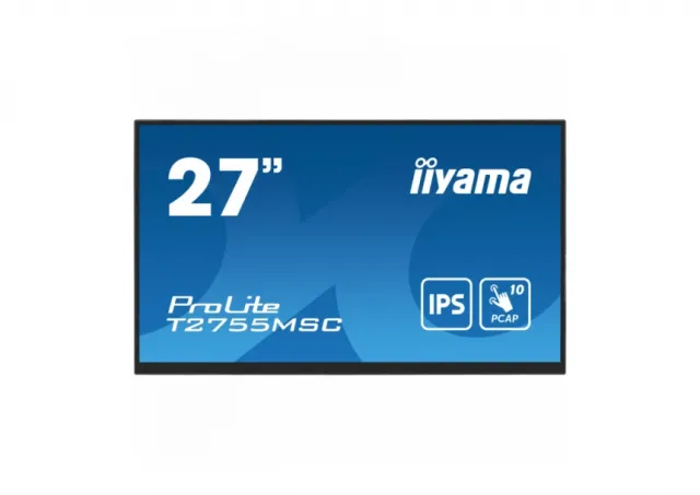 Iiyama ProLite T2755MSC-B1 - LED monitor27" touchscreen 1920 x 1080 Full HD (1080p) @ 60 Hz IPS 400 cd/m² 1000:1 5 ms HDMI DisplayPort speakers black matte