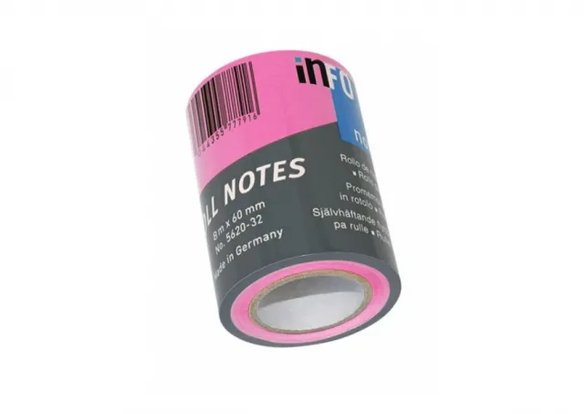 Info roll refil 60 mm x 8 m, brilliant colours Info Notes roze