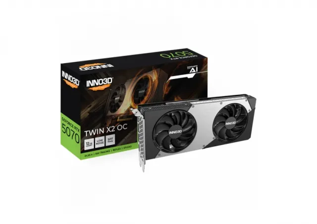 INNO3D NVIDIA RTX 5070 X2 OC 12GB GDDR7 192bit, 2542MHz / 28Gbps, 3x DP, 1x HDMI, 2 fans 2 slot