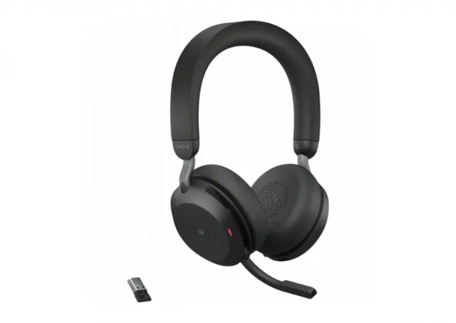 JABRA EVOLVE2 75, Link380a MS Stereo Black, EVOLVE2 75 headset Black MS, Link 380 BT adapter USB-A MS,1.2m USB-C to USB-A cable, carry pouch, warranty and warning (safety leaflets)