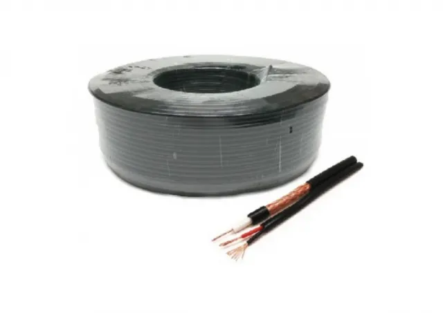 KABL-COAX-RG59+2X0.75 CCA/PE/100M Outdoor Koaksialni kabl sa napojnim kablom 2x0,75mm black 100m