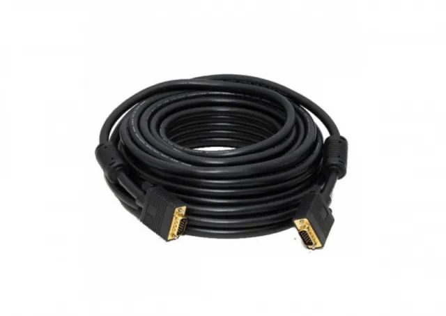 Kabl VGA D-sub M/M 15m HQ feritno jezgro crni