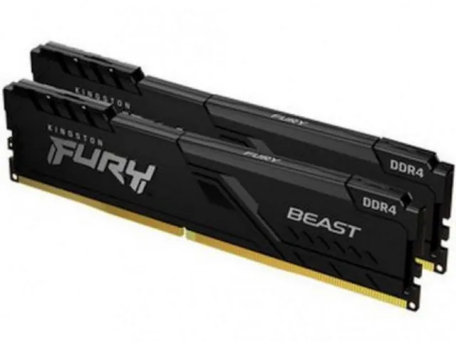Kingston DDR4 32GB (2x16GB) 3200MHz [FURY BEAST], Non-ECC UDIMM, CL16 1.35V, 288-Pin 1Rx8, Memory Kit, w/Heatsink