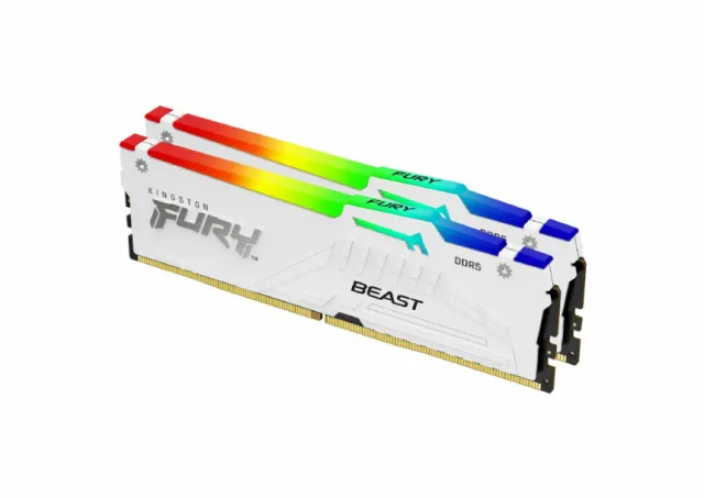 Kingston DDR5 32GB (2x16GB) 5600MHz CL40 DIMM [FURY Beast] White RGB XMP