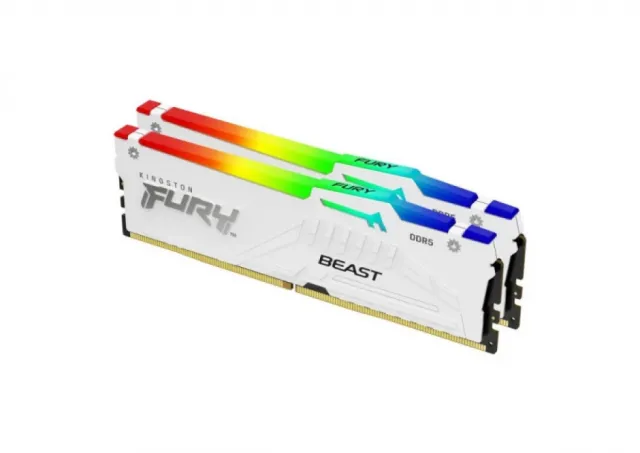 Kingston DDR5 32GB (2x16GB) 6000MT/s [FURY BEAST RGB], Non-ECC UDIMM, CL36 1.35V, 288-Pin 1Rx8, White, Memory Kit, w/Heatsink, XMP & EXPO