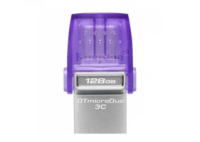 Kingston DTDUO3CG3/128GB 128GB USB Flash Drive, 2-in-1 USB 3.2 Gen.1 Type-C & Type-A, DataTraveler microDuo 3C, Read up to 200MB/s