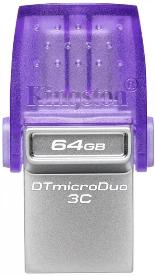 Kingston DTDUO3CG3/64GB 64GB USB Flash Drive, 2-in-1 USB 3.2 Gen.1 Type-C & Type-A, DataTraveler microDuo 3C, Read up to 200MB/s