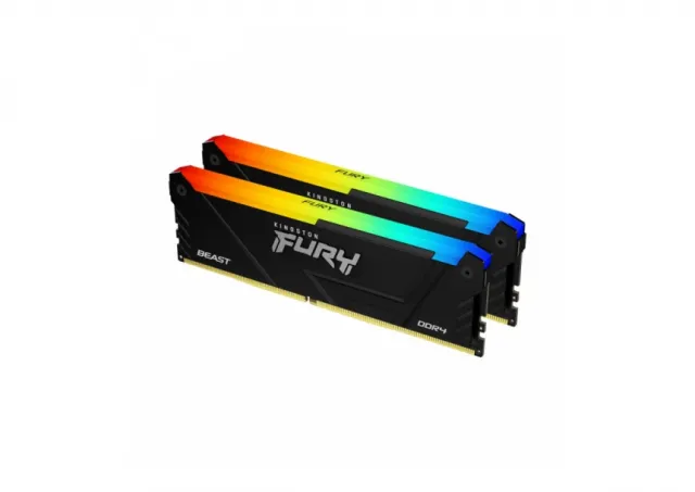 Kingston KF436C17BB2AK2/16 DDR4 16GB (2x8GB) 3600MHz [FURY BEAST RGB], Non-ECC UDIMM, CL17 1.35V, 288-Pin 1Rx8, Memory kit, w/RGB Heatsink, XMP