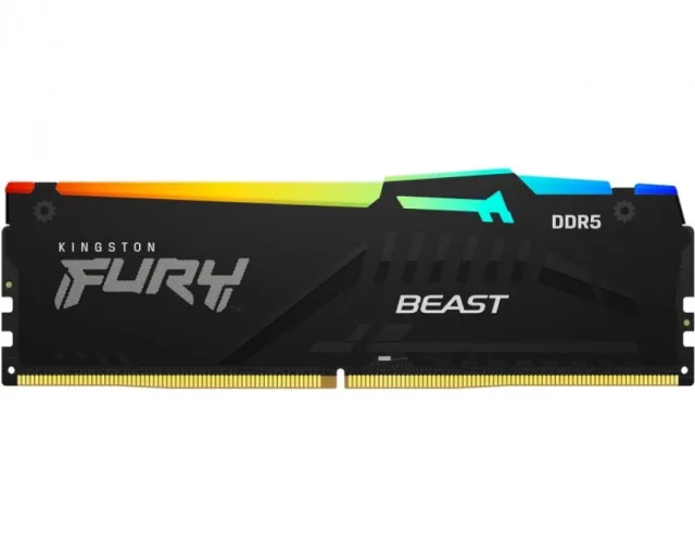 Kingston KF552C40BBA-16 DDR5 16GB 5200MHz [FURY BEAST RGB], Non-ECC UDIMM, CL40 1.25V, 288-Pin 1Rx8, w/RGB Heatsink