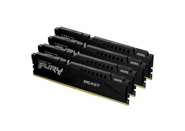 Kingston KF556C40BBK4-128 DDR5 128GB (4x32GB) 5600MHz [FURY BEAST], Non-ECC UDIMM, CL40 1.25V, 288-Pin 2Rx8, Memory Kit, w/Heatsink, XMP