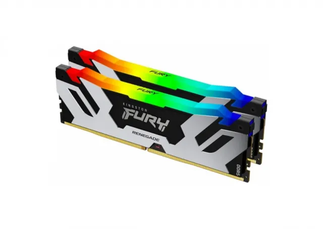Kingston KF584CU40RSAK2-48 DDR5 48GB (2x24GB) 8400MT/s [FURY RENEGADE RGB], Non-ECC CUDIMM (Clocked), CL40 1.45V, 288-pin 1Rx8, Silver/Black, Memory Kit, w/Heatsink, XMP
