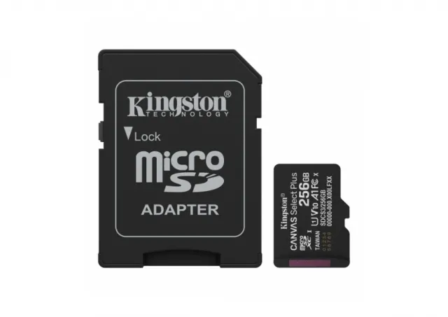 Kingston SDCS3/256GB MicroSD 256GB, Canvas Select Plus, Class 10 UHS-I U1 V10 A1, Read up to 150MB/s, w/SD adapter