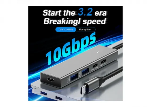 KT-HUBC300 Tip C HUB + 4*USB3.2 Gen2 10Gbs data transfer
