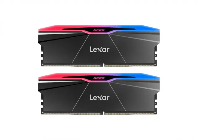 Lexar Ares 32GB Kit (2X16GB) DDR5 8000MHz UDIMM CL38 1.45V with heatsink and RGB lighting, Dual pack, Black Color