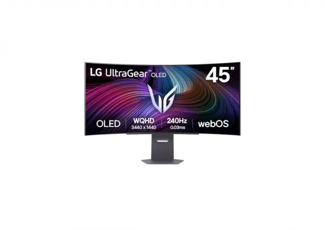 LG 45GX90SA-B 44.5" Curved UltraGear OLED WQHD 3440x1440@240Hz Gaming,21:9,1500000:1,275 cd/m²,1 ms,800R,178º/178º,HDR 10,NVIDIA G-Sync,FreeSync Premium,1 USB-C,1 DP,2 HDMI,2 USB Downstream/1 USB Upstream Port 2.0,7Wx2,Tilt/Height/Swivel,Black,3yw