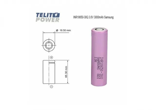 Li-Ion 3.6V 3000mAh -15A INR18650-30Q SAMSUNG