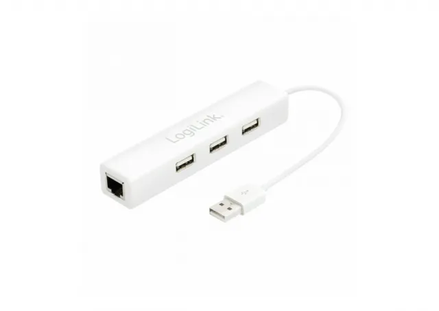 Logilink HUB USB 2.0, 3 port, 1 LAN, mrežni adapter