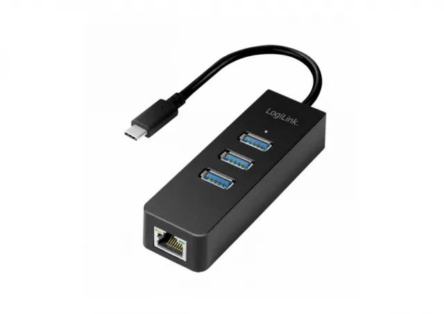 Logilink USB 3.2 Gen 1 Hub, 3-port, USB-C - Gigabit Ethernet