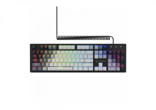LORGAR Azar 514, Wired mechanical gaming keyboard, RGB backlight, 1680000 colour variations, 18 modes, keys number: 104, 50M clicks, linear dream switches, spring cable up to 3.4m, ABS plastic+metal, magnetic cover, 450*136*39mm, 1.17kg, white, EN layout